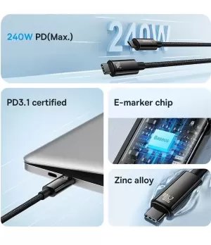 Baseus 240W USB-C Cable PD 3.1 5A "1meter" Fast Charging (Type C), Cable For Phone/Laptops