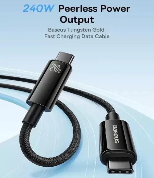 Baseus 240W USB-C Cable PD 3.1 5A "1meter" Fast Charging (Type C), Cable For Phone/Laptops
