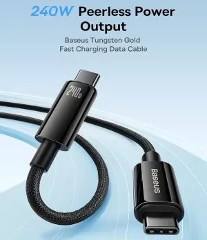 Baseus 240W USB-C Cable PD 3.1 5A "1meter" Fast Charging (Type C), Cable For Phone/Laptops