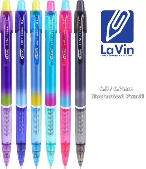 Mechanical Pencil 0.5 or 0.7 MM, Retractable Automatic Pencil for Student Writing, Drawing, Sketching. Random Color Body.
