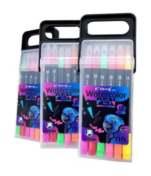 Watercolor Pen, Twin-Tip Hard and Soft, 12 color
